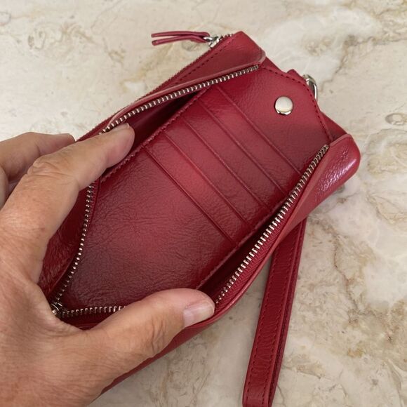 NWOT Danier Leather Wristlet Wallet Red - Picture 3 of 11